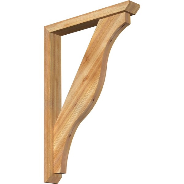 Ekena Millwork Funston Slat Rough Sawn Bracket w/ Offset Brace, Western Red Cedar, 4"W x 26"D x 38"H BKT0402X26X38FST06RWR - main